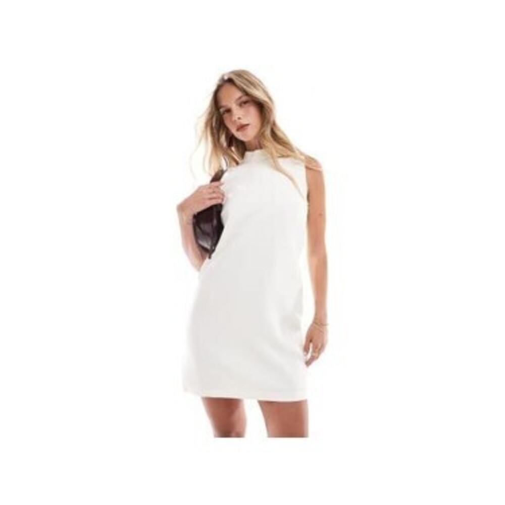 Closet London high neck sleeveless mini dress in ivory
